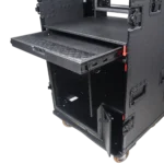 ProX mobile AV broadcasting studio workstation case dimensional specifications diagram showing 4U top and 12U bottom configuration