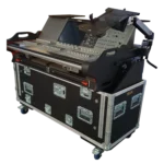 ProX custom flight case for Yamaha PM3 RIVAGE console with retractable handles and 2U rack space