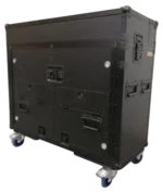 ProX flip-ready flight case for Yamaha PM3 RIVAGE console with retractable handles and 2U rack space