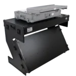 ProX Z-Table folding DJ table rear panel showing cable management and flight case construction details
