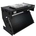 ProX Z-Table folding DJ workstation with flight case handles and wheels, side profile view