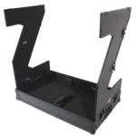 ProX Z-Table Jr black folding DJ table with flight case handles and wheels, portable workstation design