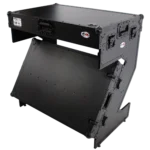 ProX Z-Table Jr black folding DJ table with flight case handles and wheels front view