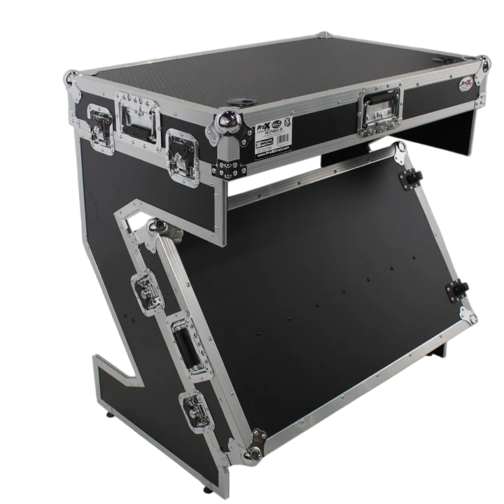 ProX Z-Table Jr folding DJ table with flight case handles and wheels, secondary angle view