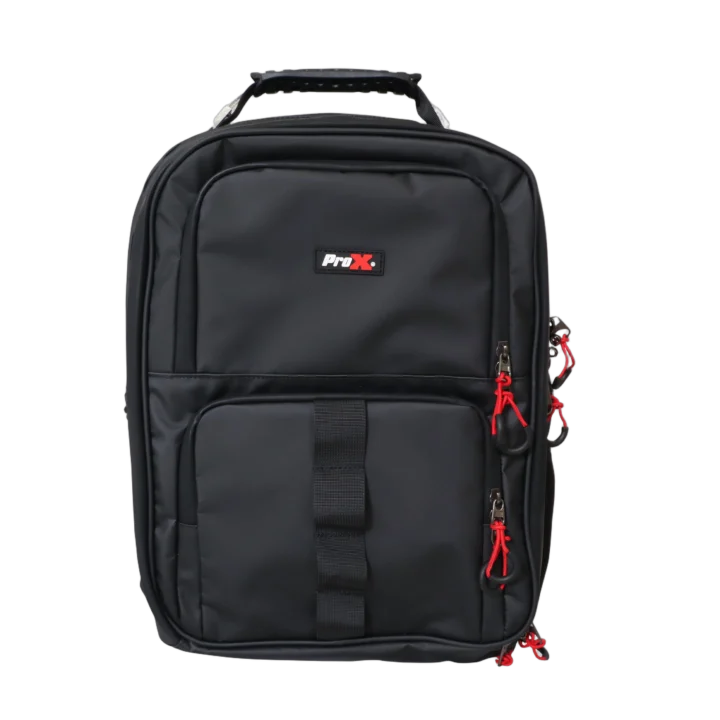 ProX ZeroG lightweight DJ laptop travel backpack with padded straps and front pocket detail