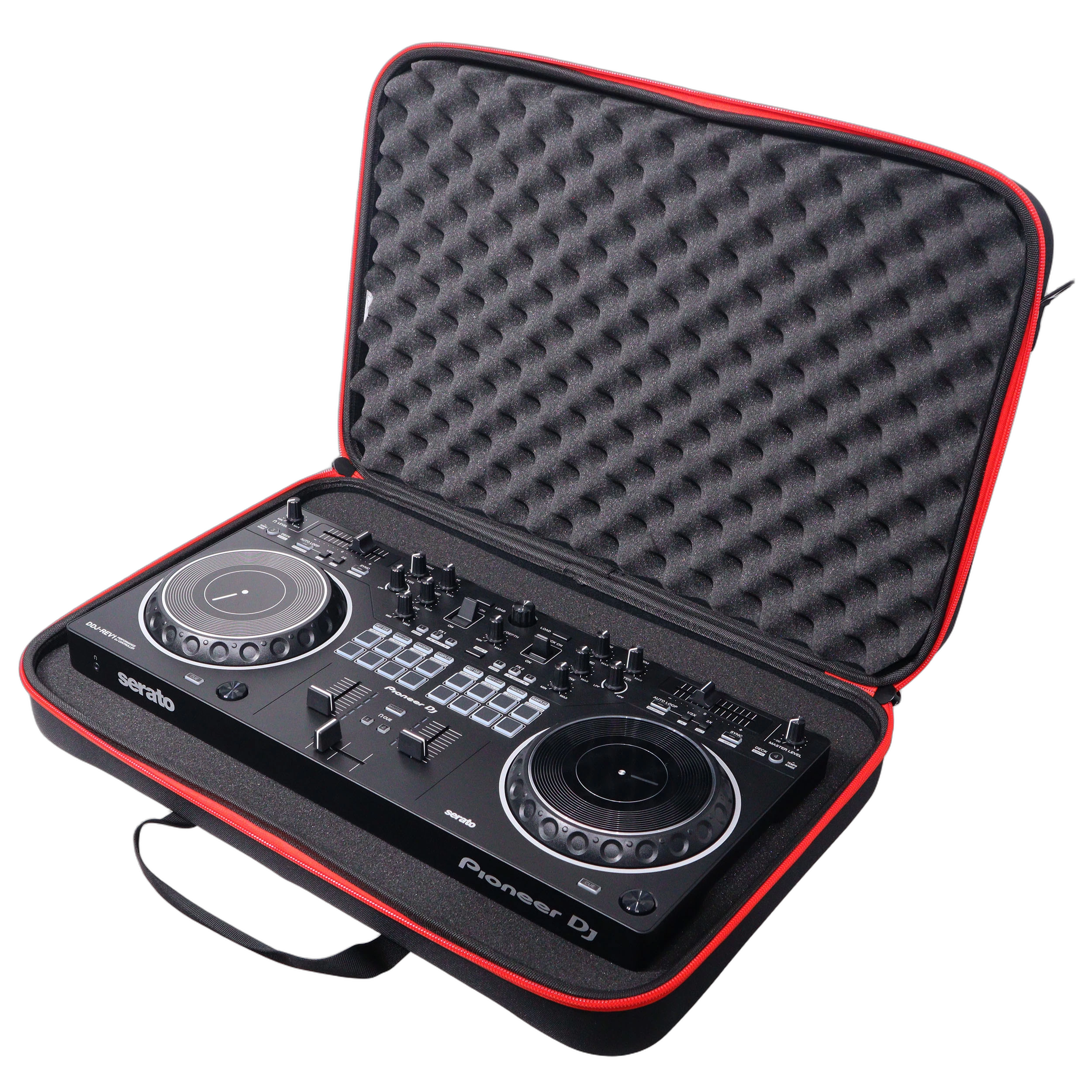ProX ZeroG Ultra Lightweight DJ Controller Shoulder Strap Bag ProX ZeroG hard shell DJ controller bag with shoulder strap, side view showing lightweight construction