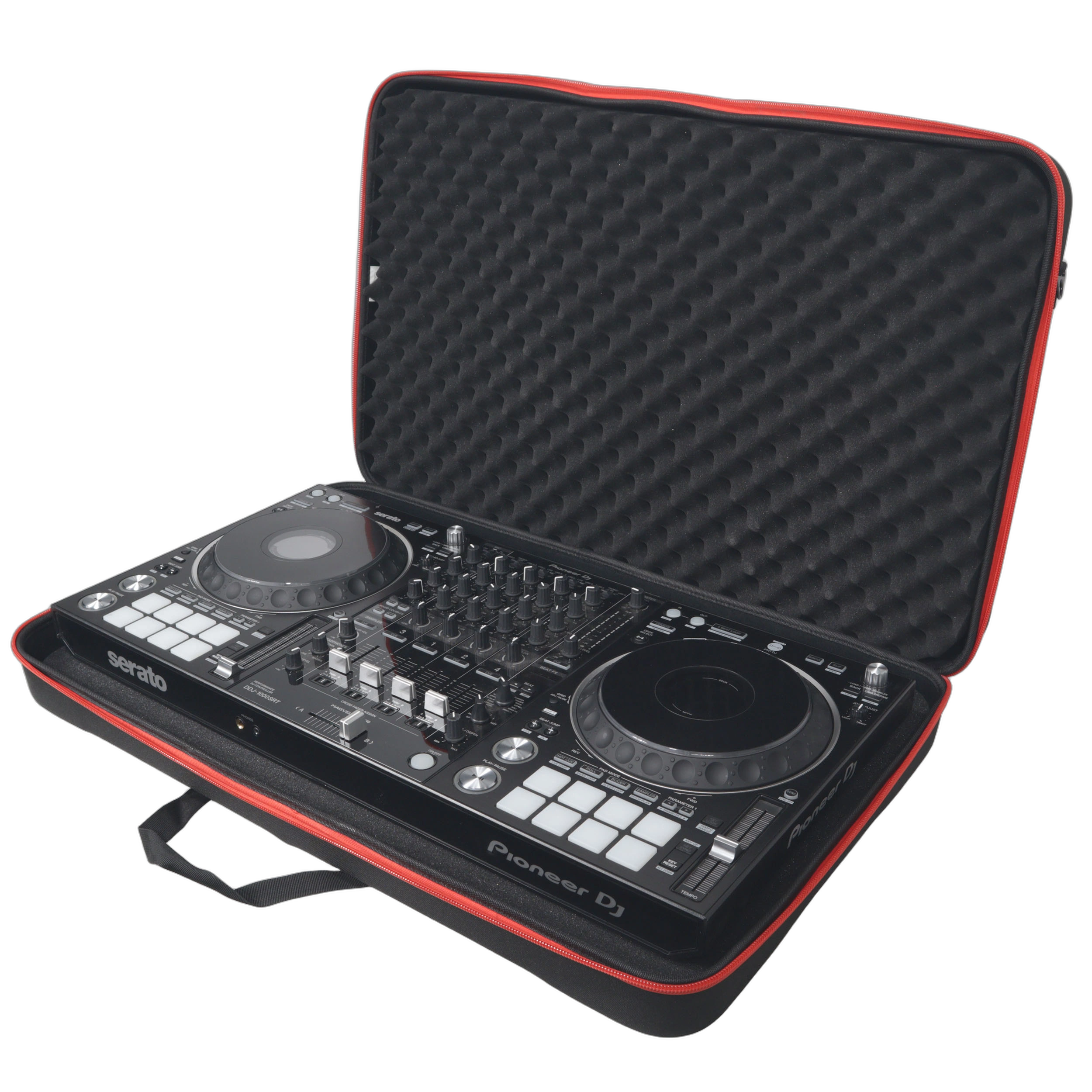 ProX ZeroG Ultra Lightweight DJ Controller Bag Detail ProX ZeroG Ultra Lightweight hard shell DJ controller shoulder bag detail view showing construction