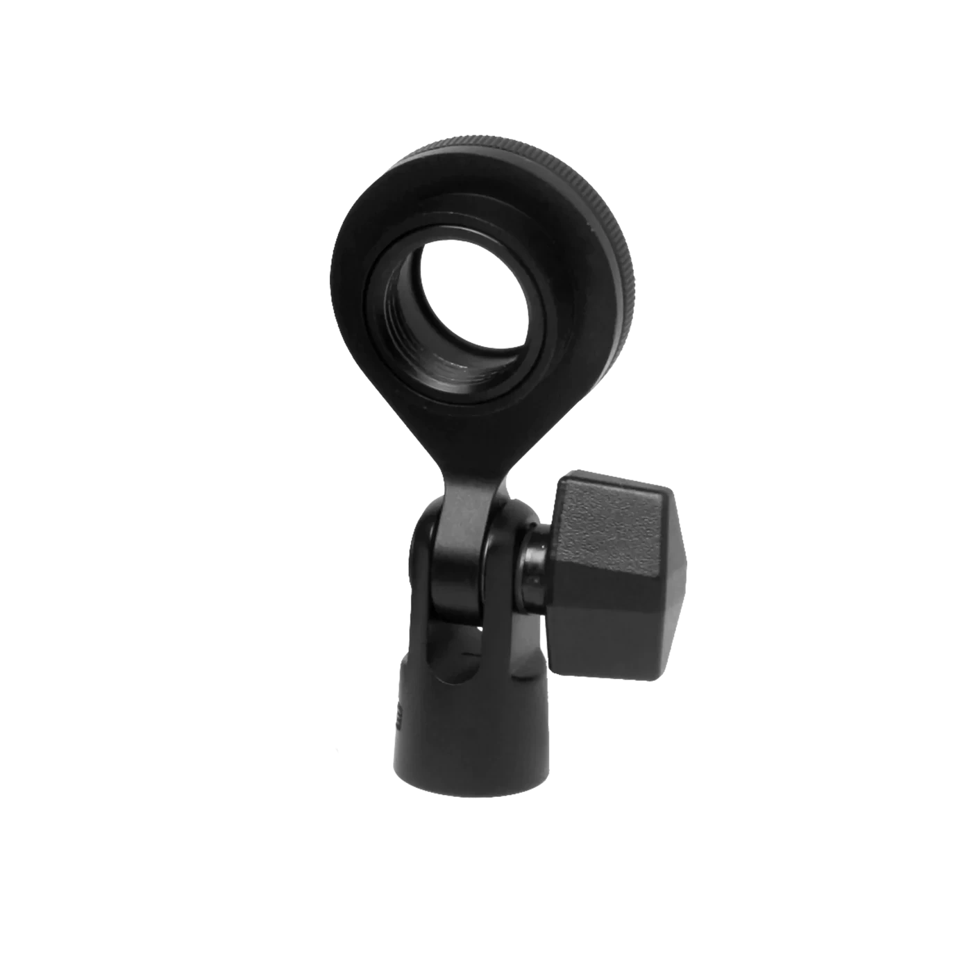 Shure A300M ShureLock Stand Mount Adapter Front View Shure A300M ShureLock stand mount adapter with microphone attachment mechanism and locking collar