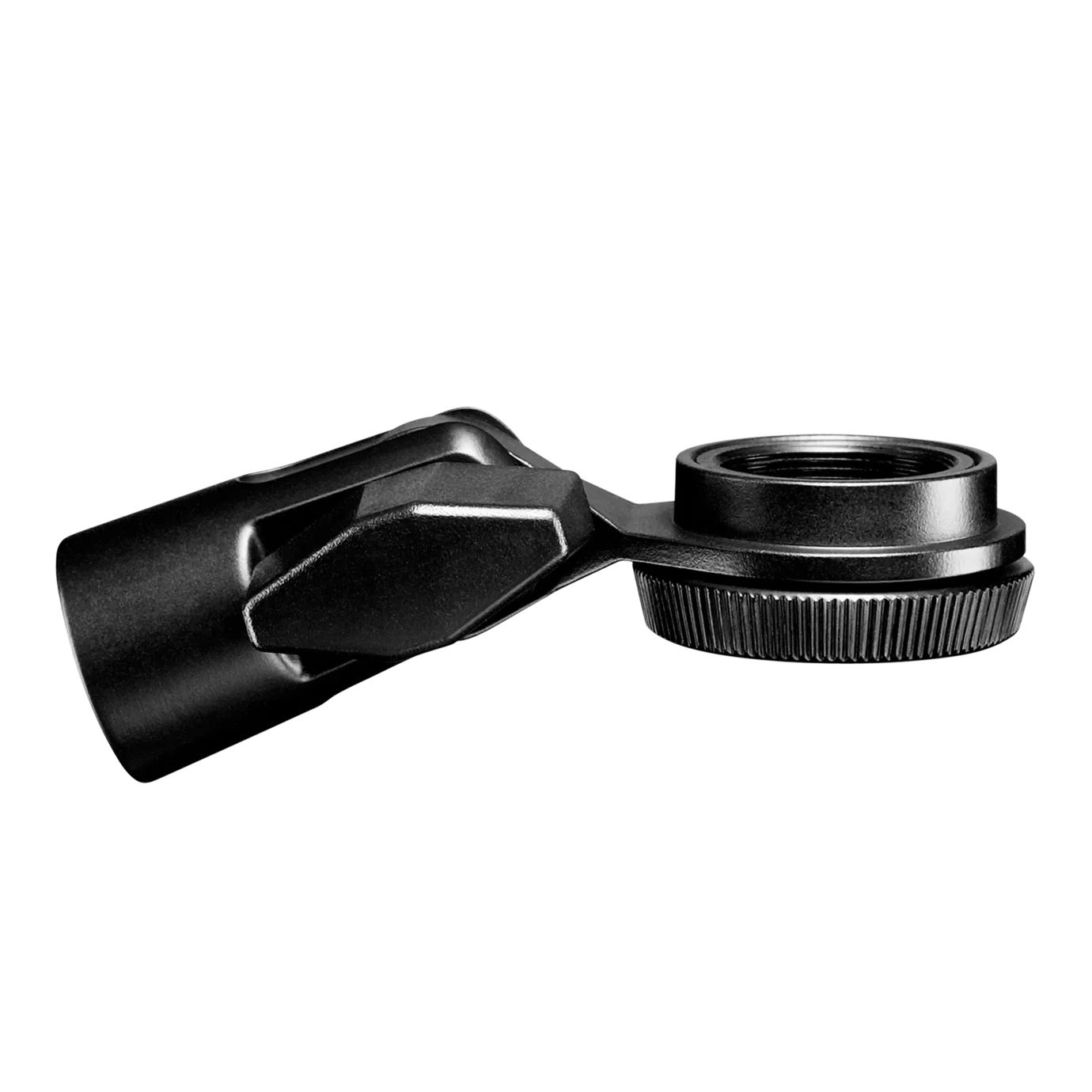 Shure A32M Microphone Swivel Mount Front View Shure A32M swivel mount with adjustable ball joint and stand adapter, front view