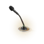 Shure A400MB microphone stand adapter showing threaded mounting mechanism and grip detail