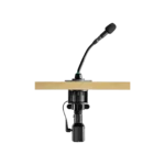 Shure A400MB microphone stand adapter mounted on professional microphone stand with XLR cable connection