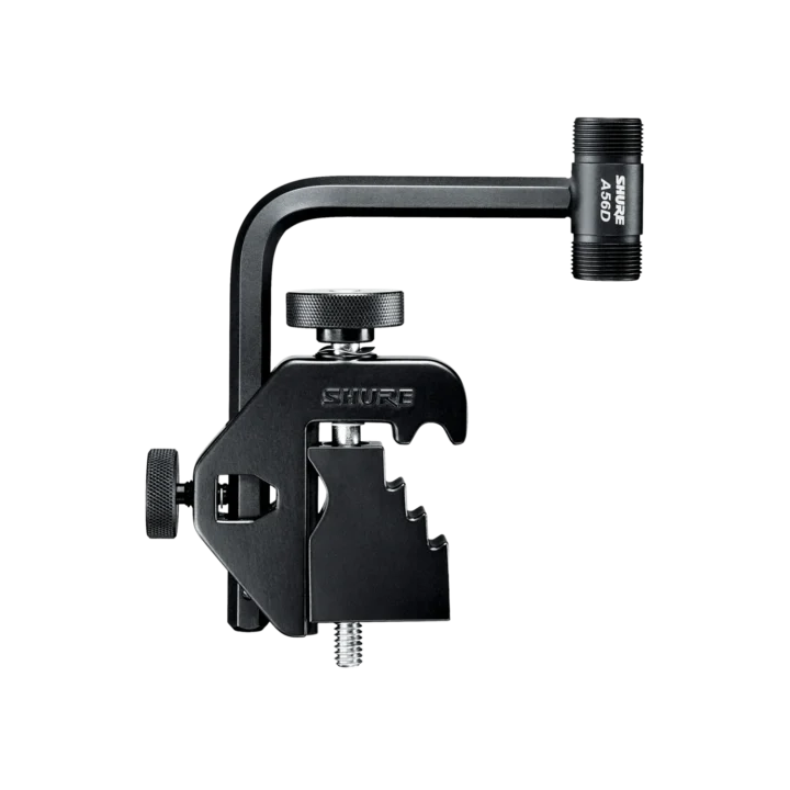 Shure A56D drum microphone mount with adjustable clamp and flexible gooseneck arm