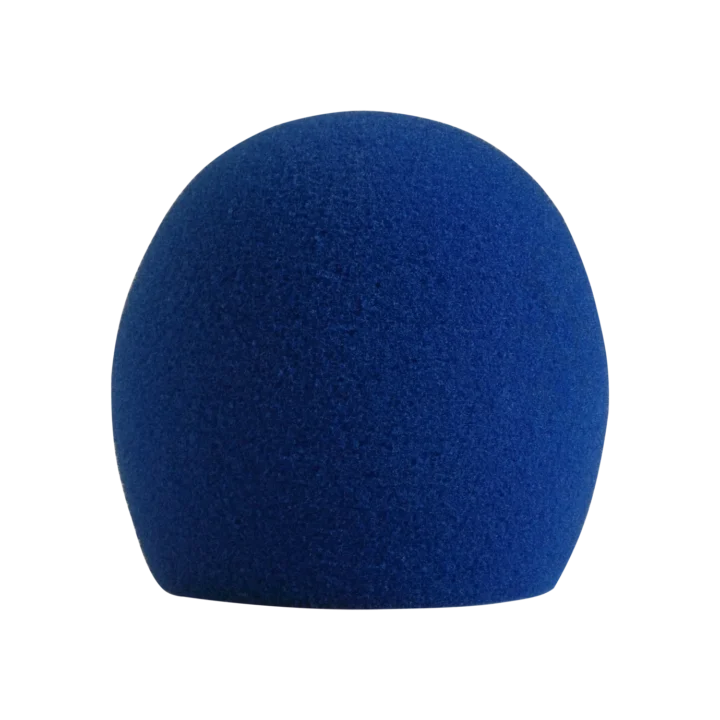 Shure A58WS blue foam windscreen for microphones, front view showing cylindrical design