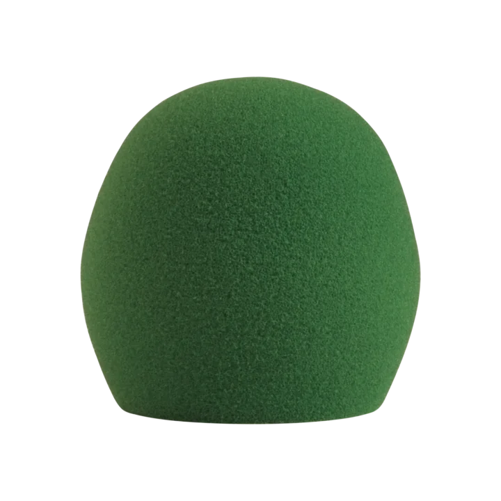 Shure A58WS green foam windscreen for microphones, front view showing cylindrical design