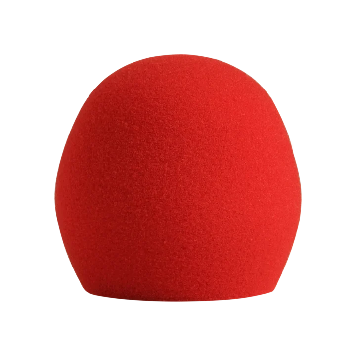 Shure A58WS red foam windscreen for microphones, front view showing cylindrical design