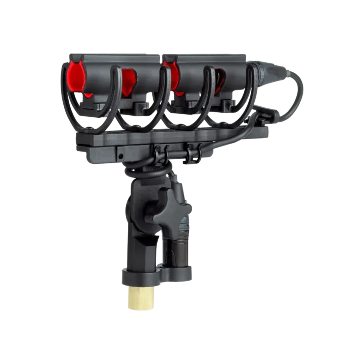 Shure A89LM-BA double lyre boom mount adapter with dual microphone clips and adjustable positioning
