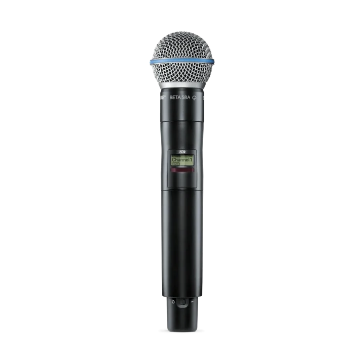 Shure AD2/B58A handheld wireless microphone transmitter with integrated B58A capsule, X55 frequency band