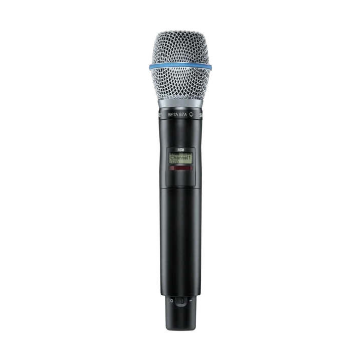 Shure AD2 B87A handheld wireless microphone transmitter with B87A capsule, X55 frequency band