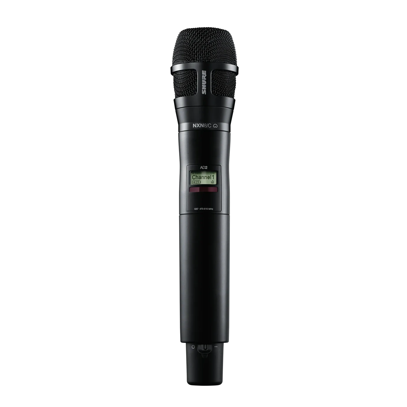 Shure AD2/N8C Handheld Wireless Microphone Transmitter Black Shure AD2/N8C handheld wireless microphone transmitter with black finish and integrated controls