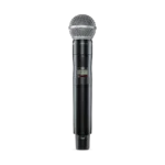 Shure AD2 SM58 handheld wireless microphone transmitter with X55 frequency band display and controls