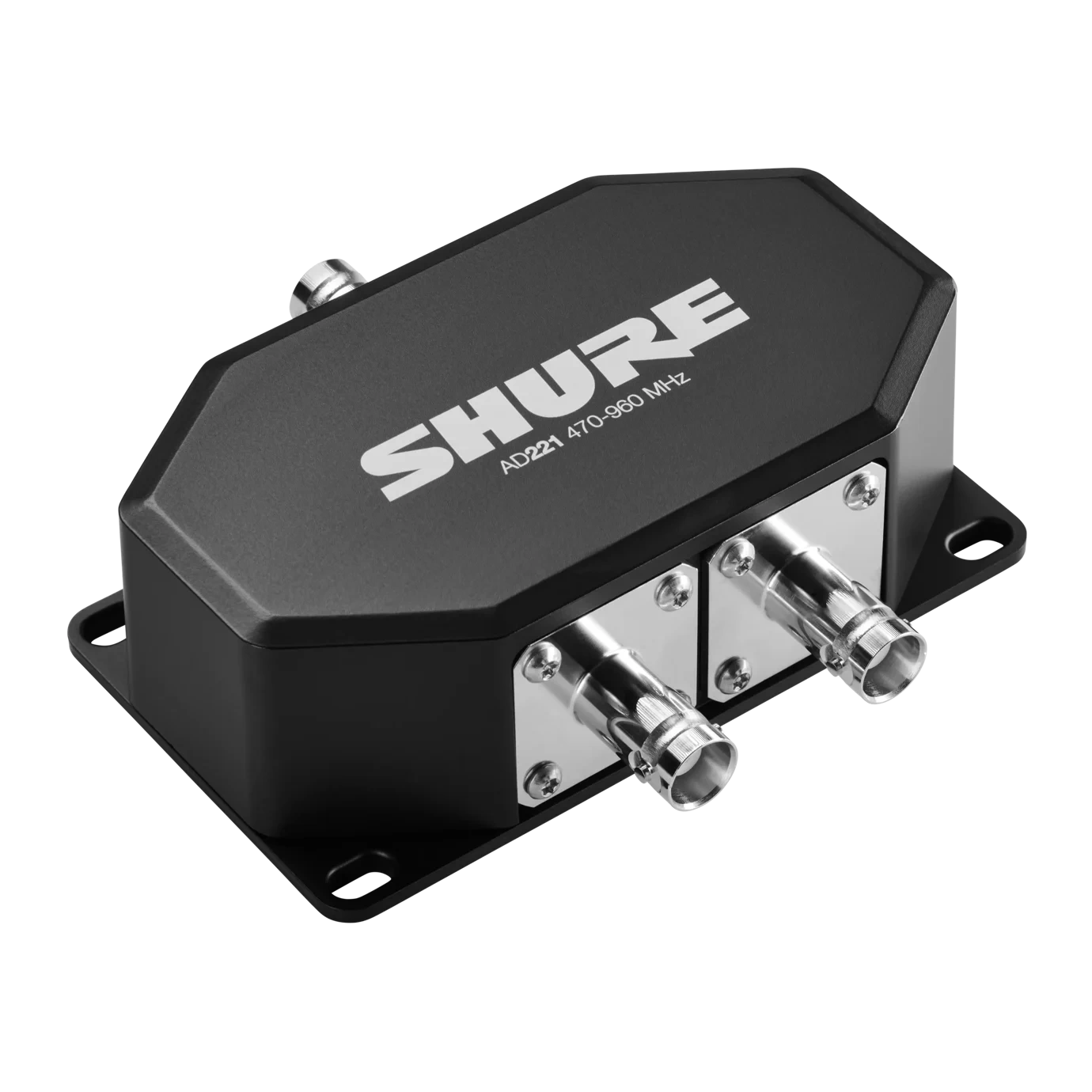 Shure AD221 Axient Digital Passive Combiner Splitter Shure AD221 Axient Digital two-way passive combiner splitter front view with connectors