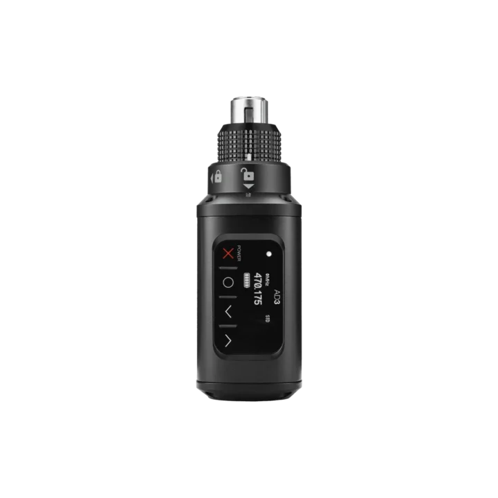 Shure AD3 Axient Digital plug-on wireless transmitter with LCD display and control buttons