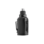 Shure AD3 Axient Digital plug-on wireless transmitter X55 shown from side angle with controls visible
