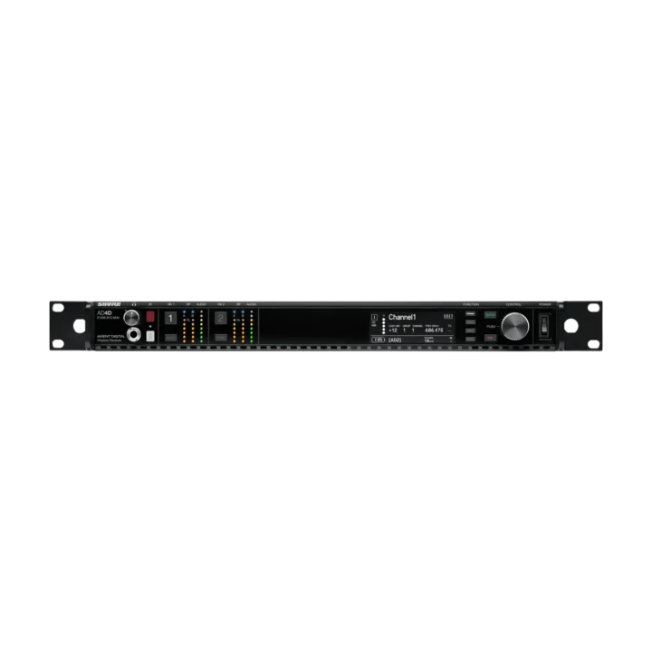 Shure AD4D two-channel digital wireless receiver with dual XLR outputs and LCD display