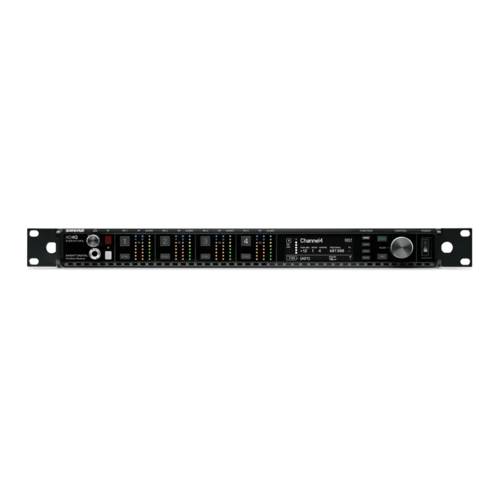 Shure AD4Q four-channel digital wireless receiver with front panel controls and display