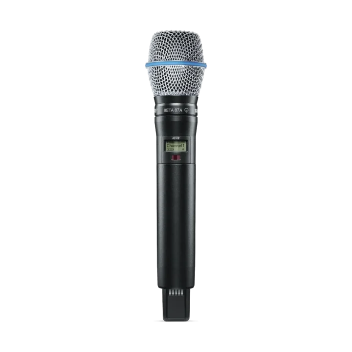 Shure ADX2 B87A handheld wireless microphone transmitter with B87A capsule, front view