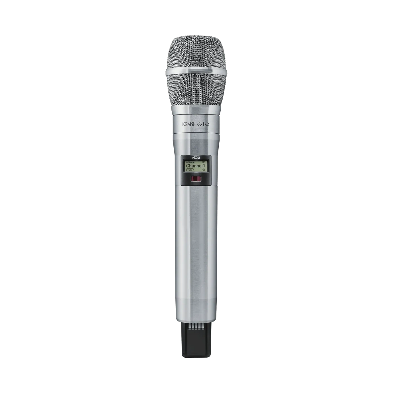 Shure ADX2/K9 Wireless Microphone Transmitter Front View Shure ADX2/K9 handheld wireless microphone transmitter with integrated capsule, G57 frequency band