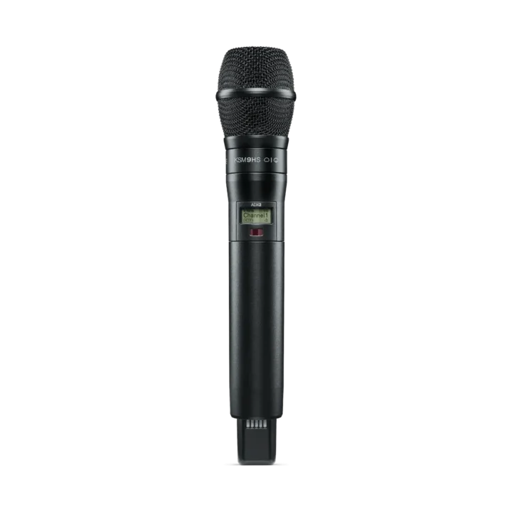 Shure ADX2 K9HS handheld wireless microphone transmitter with integrated capsule, front-facing product view
