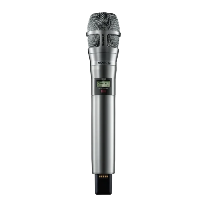 Shure ADX2/N8C handheld wireless microphone transmitter in nickel finish with ergonomic grip