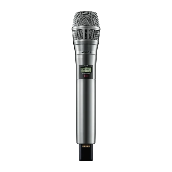 Shure ADX2/N8S nickel handheld wireless microphone transmitter with digital display and controls