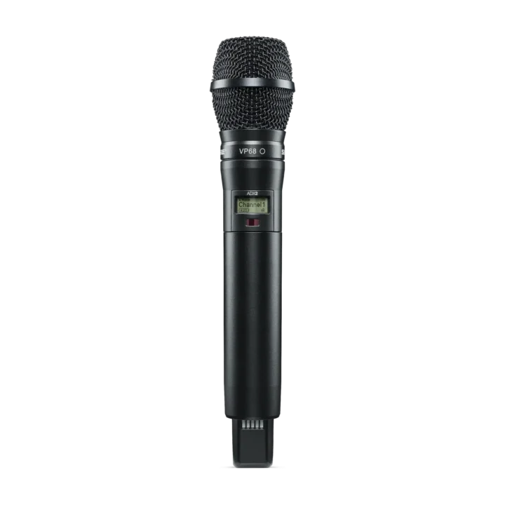 Shure ADX2 VP68 handheld wireless microphone transmitter with VP68 capsule and digital display
