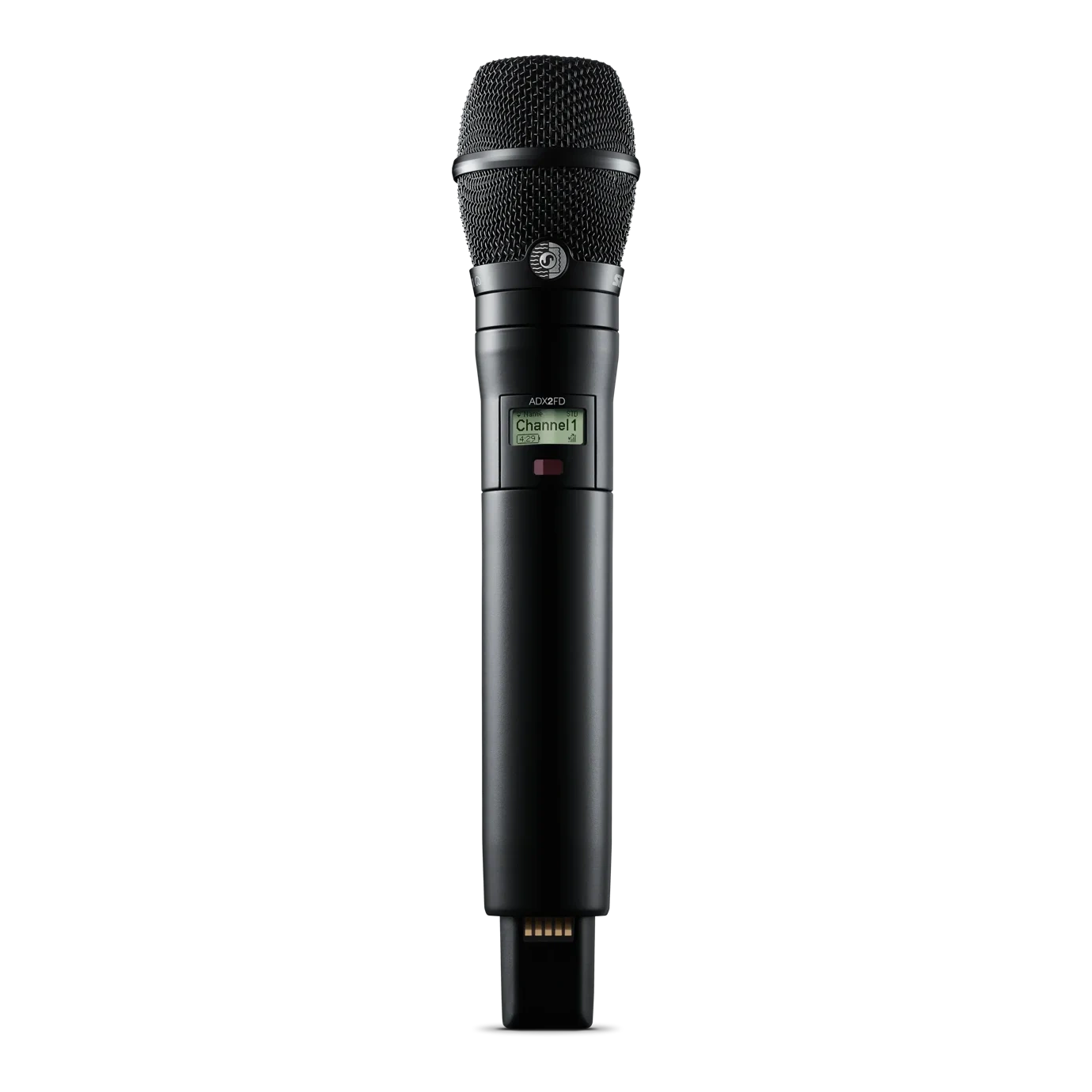 Shure ADX2FD/K11 Wireless Microphone Transmitter Front View Shure ADX2FD/K11 handheld wireless microphone transmitter with G57 capsule, front angle view