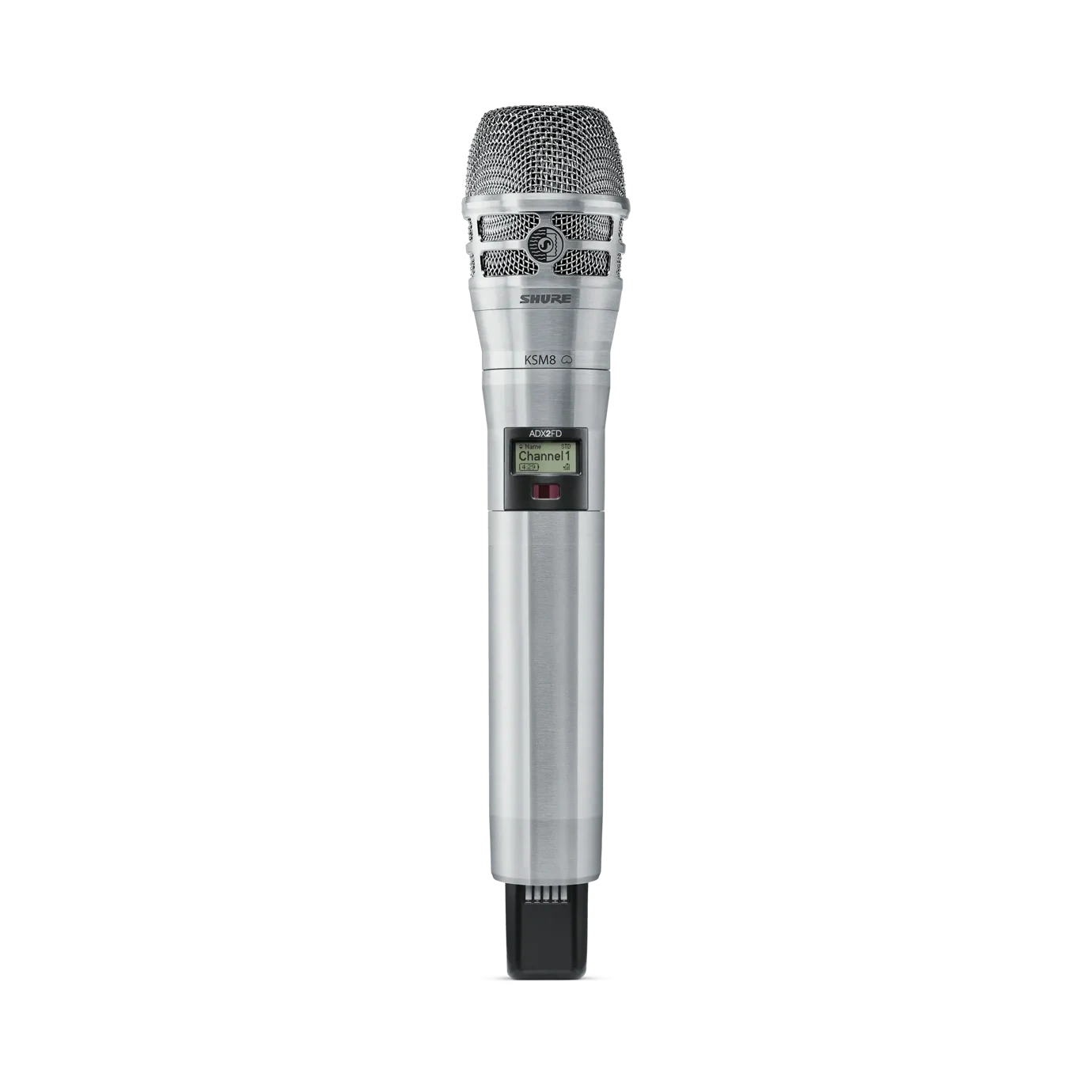 Shure ADX2FD/K8 Wireless Microphone Transmitter Front View Shure ADX2FD/K8 handheld wireless microphone transmitter with G57 capsule, front view