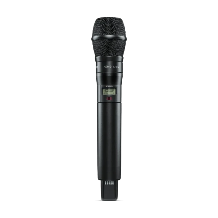 Shure ADX2FD/K9 handheld wireless microphone transmitter with grip and controls visible