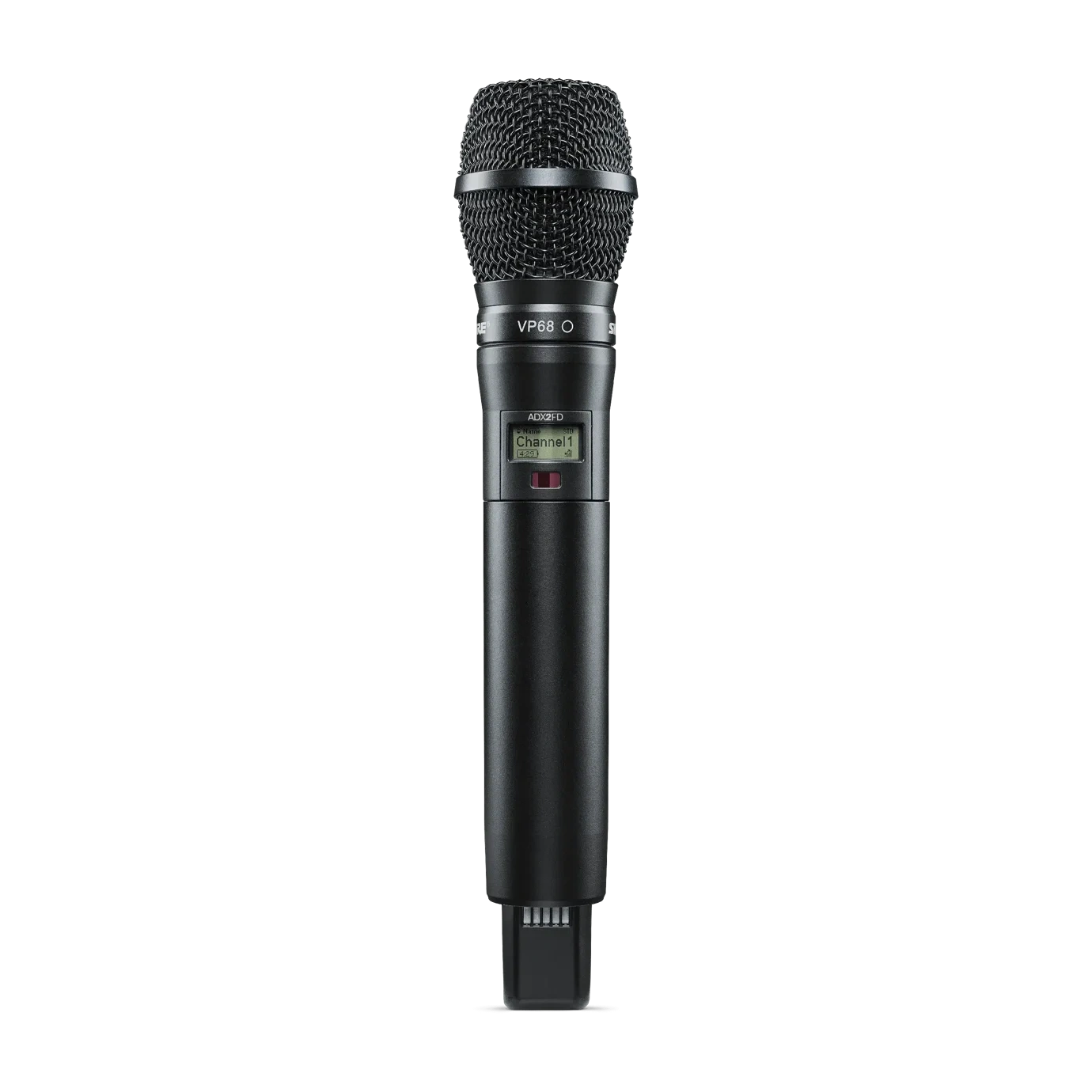 Shure ADX2FD VP68 Wireless Microphone Transmitter Front Shure ADX2FD VP68 handheld wireless microphone transmitter with VP68 capsule and G57 frequency band
