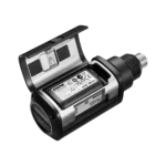 Shure ADX3 Axient Digital plug-on transmitter mounted on microphone in live performance application