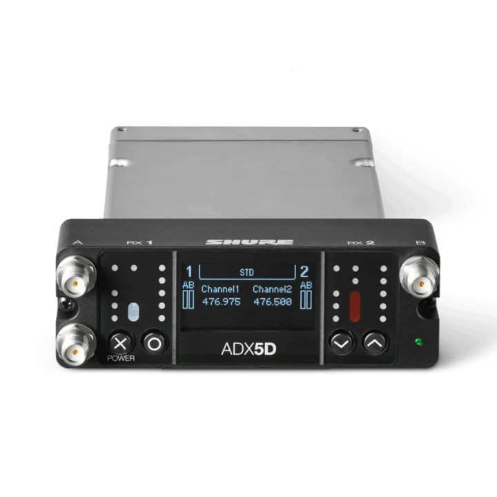 Shure ADX5D Axient Digital dual-channel portable wireless receiver with LCD display and control buttons