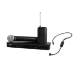Shure BLX1288 wireless combo system featuring PG58 handheld microphone and PGA31 headset microphone with dual-channel receiver