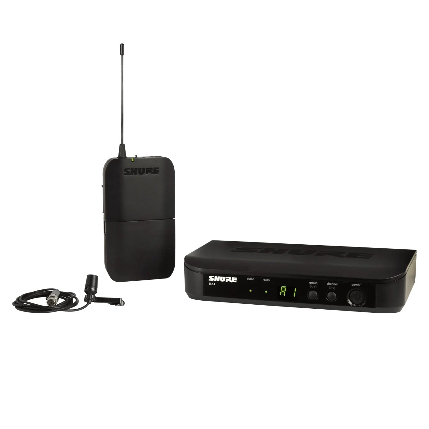 Shure BLX14/CVL Wireless Presenter System Lavalier Microphone Shure BLX14/CVL wireless presenter system with CVL lavalier microphone and bodypack transmitter front view