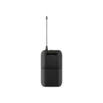 Shure BLX14 wireless bodypack transmitter showing controls and antenna connection for guitarists