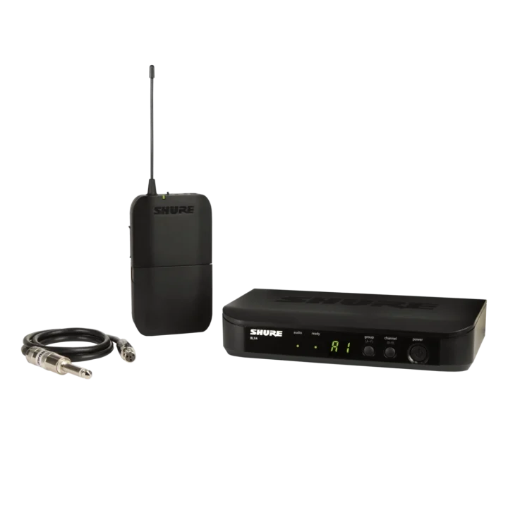 Shure BLX14 wireless microphone system with bodypack transmitter and headset microphone for guitarists