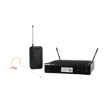 Shure BLX14R MX53 wireless rack-mount presenter system with MX153 earset microphone front view