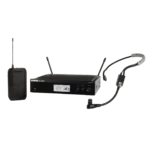 Shure BLX14R wireless rack-mount headset system with SM35 headset microphone front view