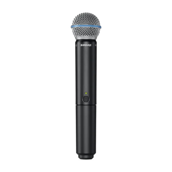 Shure BLX2/B58 handheld wireless microphone transmitter with BETA58A capsule, front view