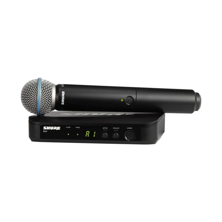 Shure BLX24 B58 wireless vocal microphone system with handheld transmitter and receiver