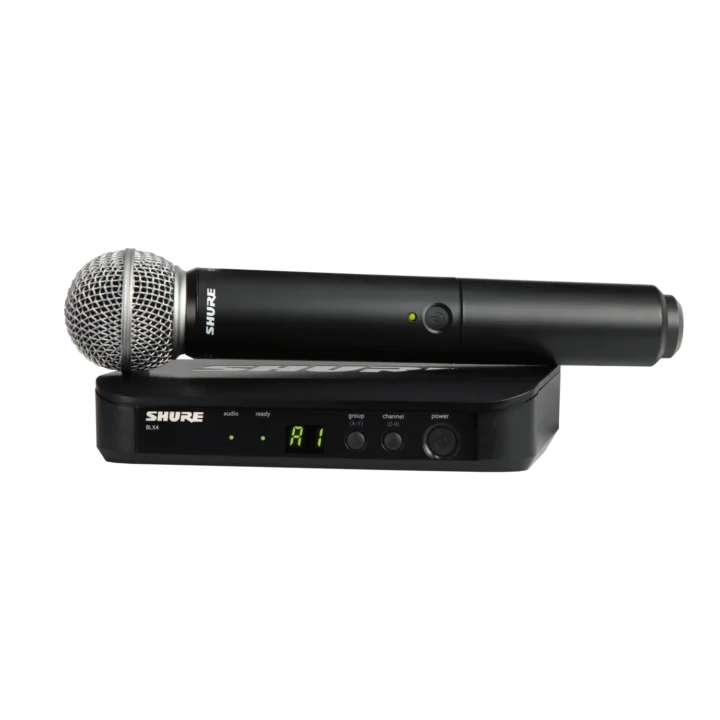 Shure BLX24 SM58 wireless vocal microphone system with handheld transmitter and receiver